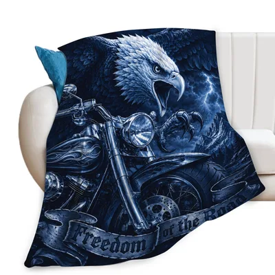 Freedom Road Biker Blanket: Eagle and Chrome Ride
