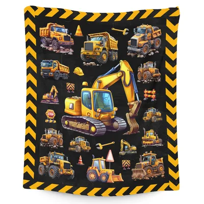 Black Hazard Stripe Digger Blanket for Little Builders