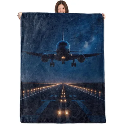 Airplane Landing Blanket for Night-Sky Fans