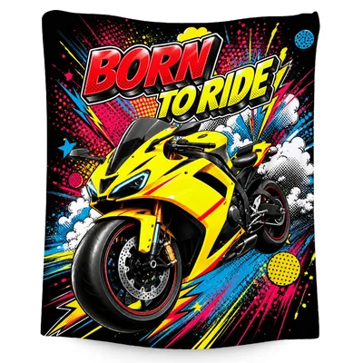 Sport Bike Blanket: Born to Ride Pop Art Throw