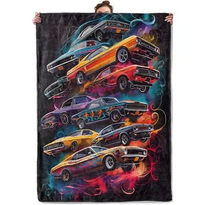 Retro Muscle Car Blanket for Classic Car Lovers