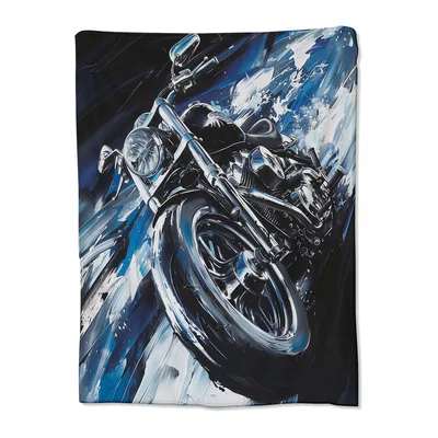 Motorcycle Painting Blue Blanket for Riders and Fans