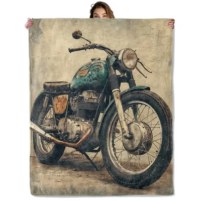 Vintage Motorcycle Retro Bike Blanket: A Classic Machine Illustration