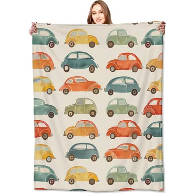 Vintage Car Pattern Blanket: Retro Auto Throw for Enthusiasts
