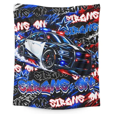 Police Car Graffiti Blanket for Car Lovers