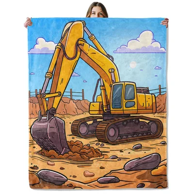 Excavator Construction Kids Blanket