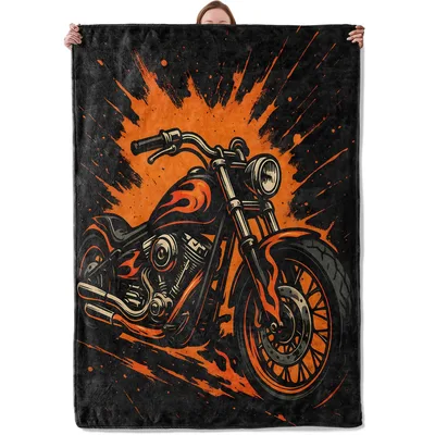 Motorcycle Biker Flames Blanket for Riders and Road Fans