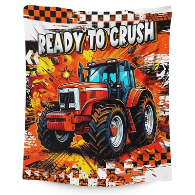 Farm Truck Blanket: Ready to Crush Tractor Throw