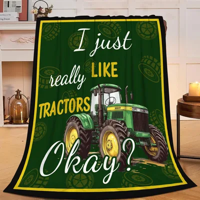 I Just Really Like Tractors Blanket: Green Farm Machine Design