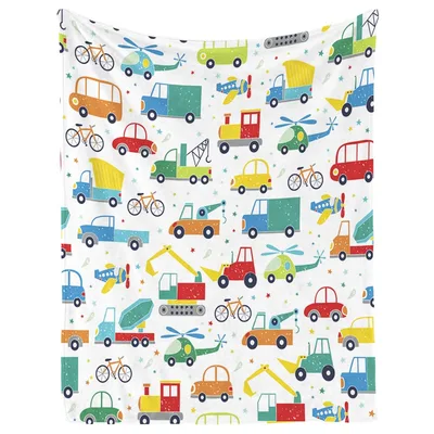 Cars Trucks Kids Pattern Blanket features colorful toy cars