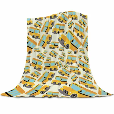 Yellow School Bus Pattern Blanket