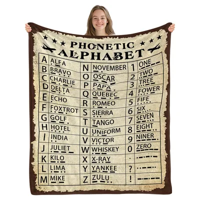 Phonetic Alphabet Chart Blanket: Vintage Radio Code Reference
