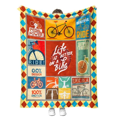 Life Is Better on a Bike Blanket: Retro Cycling Collage Design