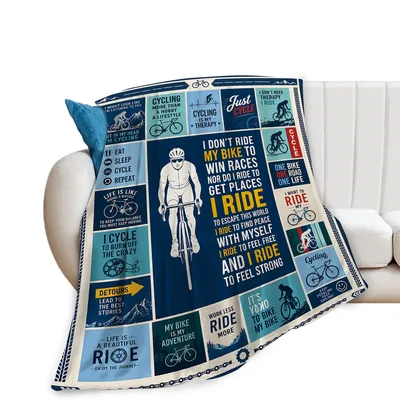 Cyclist Quotes Bike Rider Blanket Celebrating the Joy of Riding