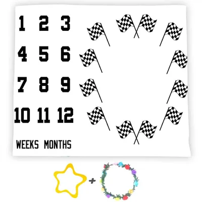 Racing Flags Monthly Milestone Blanket for Baby Photo Sessions