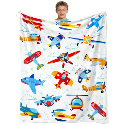 Colorful Airplanes Pattern Blanket for Aviation Enthusiasts
