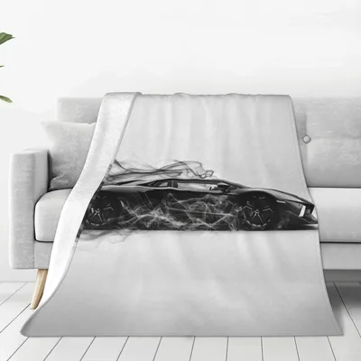 Black Car Silhouette Design Blanket: Smoke Effect Art for Auto Fans