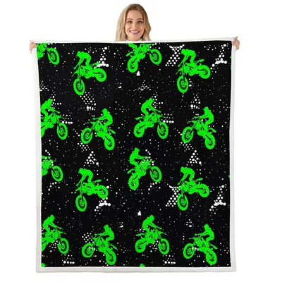 Green Dirt Bikes Pattern Blanket No. 2