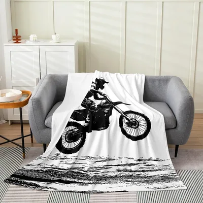 Dirt Bike Rider Blanket: Beach Motocross Silhouette Design