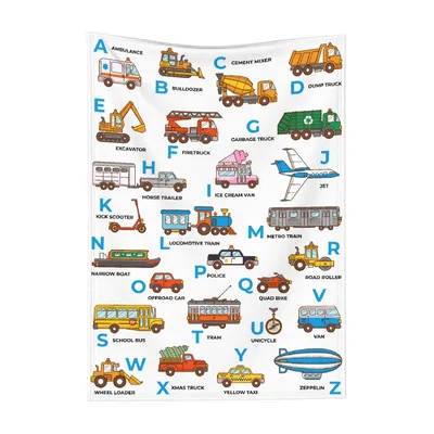 Alphabet Trucks and Vehicles Blanket