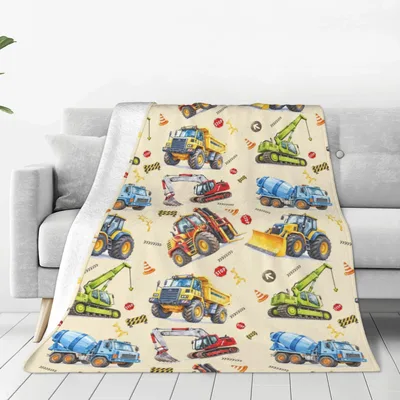 Construction Trucks and Cranes Blanket for Young Builders