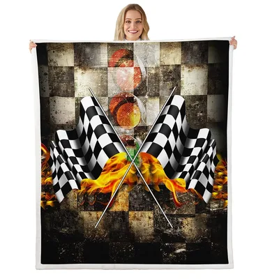 Checkered Racing Flags Retro Blanket for Speed Lovers
