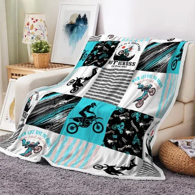 Dirt Bike Motocross Riders Collage Blanket for Extreme Sport Lovers