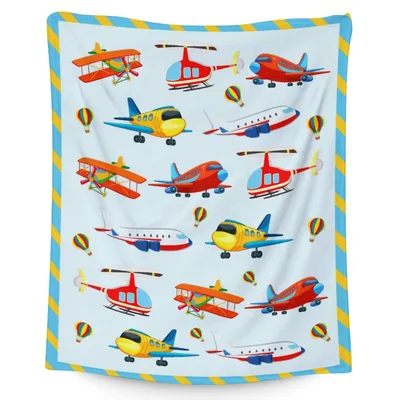 Colorful Airplanes Pattern Blanket No. 2 for Aviation Lovers