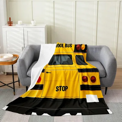 School Bus Stop Sign Blanket: Yellow School Bus Design for Enthusiasts