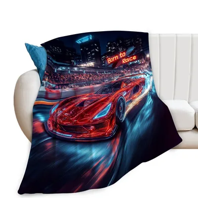 Racing Car Neon Night Blanket: Born to Race Design