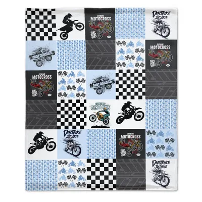 Dirt Bike Motocross Checkers Blanket for Racing Fans