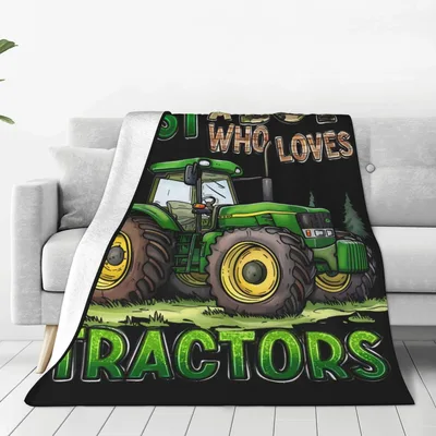 Who Loves Tractors Green Blanket: Farm Life Art for Enthusiasts