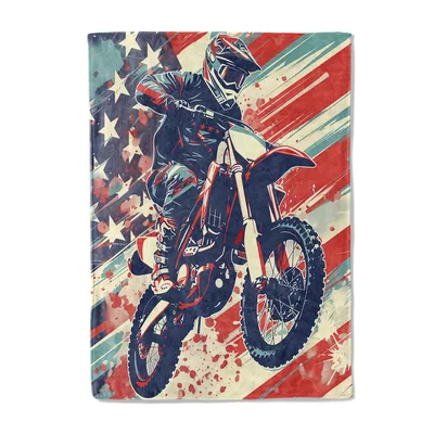 Patriotic Motocross Rider Blanket: A dynamic print