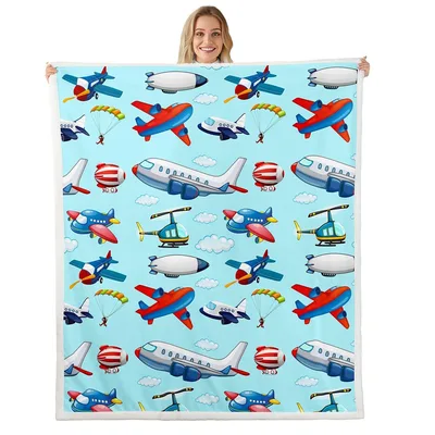 Airplanes and Helicopters Pattern Blanket