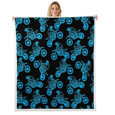 Blue Dirt Bikes Pattern Blanket No. 2 for Off-Road Enthusiasts