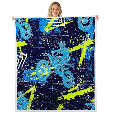 Dirt Bike Extreme Splash Blanket: Neon Motocross Art for Riders