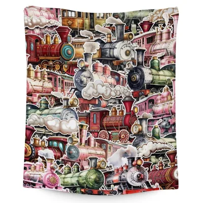 Vintage Steam Train Pattern Blanket for Locomotive Lovers