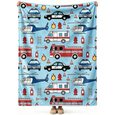 Police Cars and Fire Blanket for Kids Who Love Emergency Vehicles