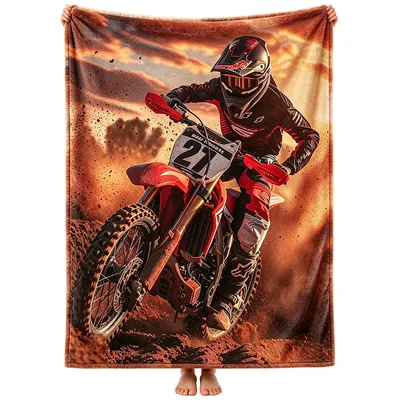Motocross Rider on Dirt Blanket: Action-Packed Dirt Bike Art