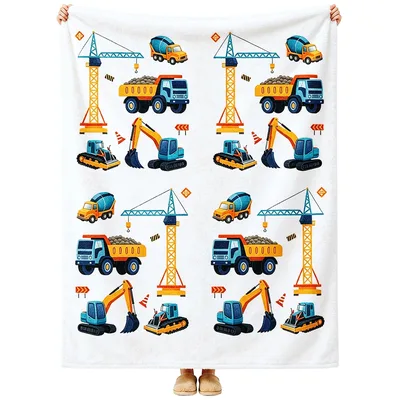 Monster Trucks and Excavators Blanket: Construction Theme Throw