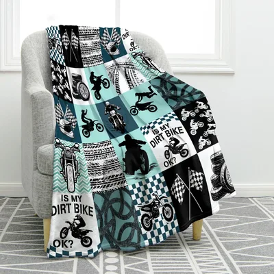 Dirt Bike Motocross Collage Blanket for Track Fans
