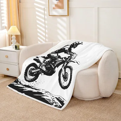 Dirt Bike Motocross Rider Blanket for Off-Road Enthusiasts