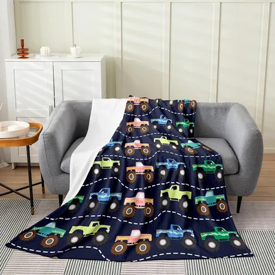 Trucks and Tractors Pattern Blanket: Colorful Monster Truck Design