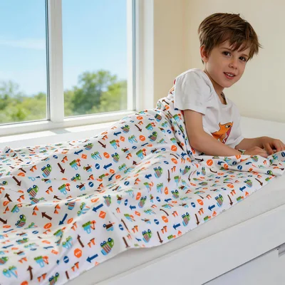 Construction Vehicles Puzzle Pattern Blanket for Little Builders