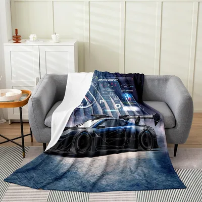 Blue Racing Car Blanket: High-Speed Design for Track Lovers
