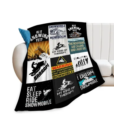 Snowmobile Words Collage Blanket: Fun Phrases for Winter Riders