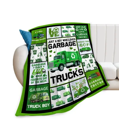 Garbage Trucks Boys Collage Blanket for Truck Lovers