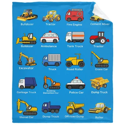 Construction Trucks Vehicles Pattern Blanket