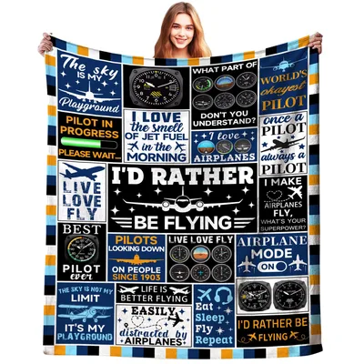 I'd Rather Be Flying Blanket for Aviation Enthusiasts
