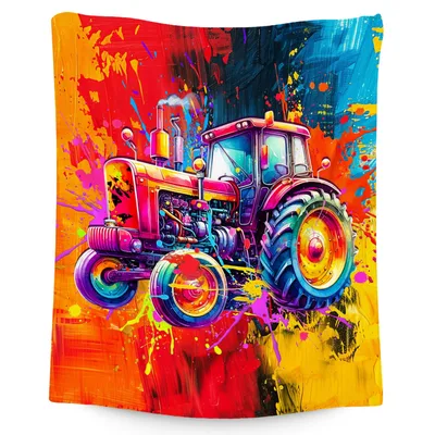 Colorful Tractor Painting Blanket